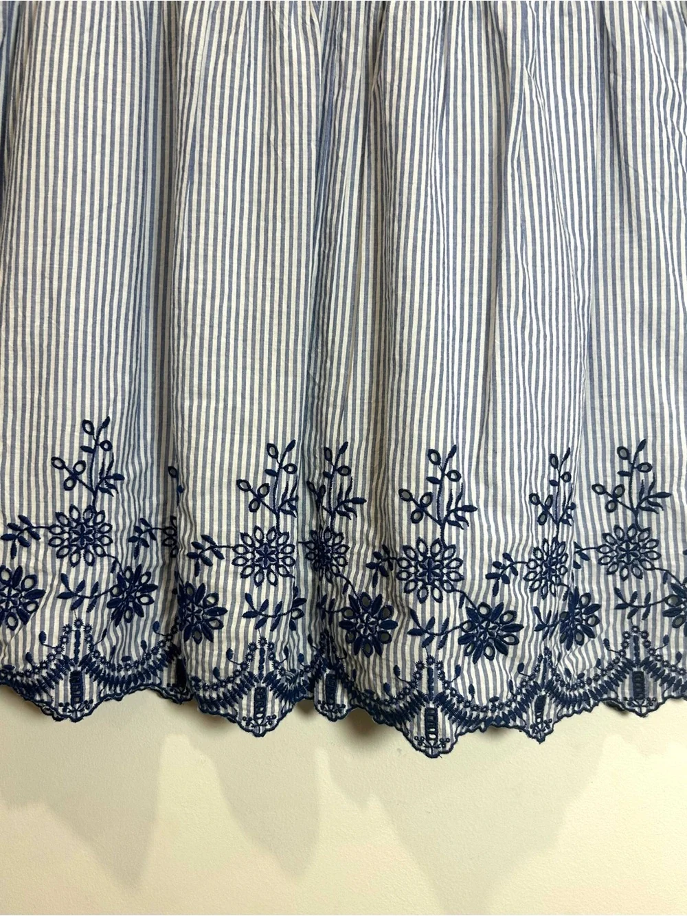 NEW Gap Kids Embroidered Dress Bell Sleeve Boho Cottagecore Size L (10) Stripes